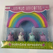 SCENTED ERASERS OOLY UNIQUE UNICORNS BOX SET UNICORNS RAINBOW NIB