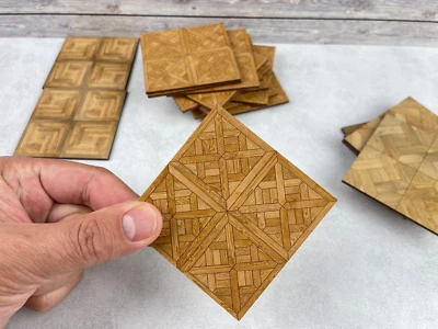 REDUCIO! Dolls House Parquet Floor Miniature 1:12 Flooring Dollhouse Accessories 9PCS