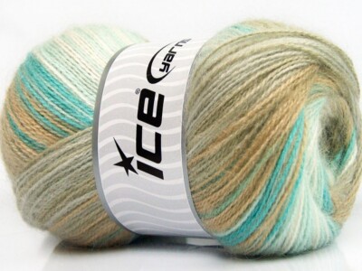 4-Skein Lot Angora Active Yarn Fine camel beige turquoise white