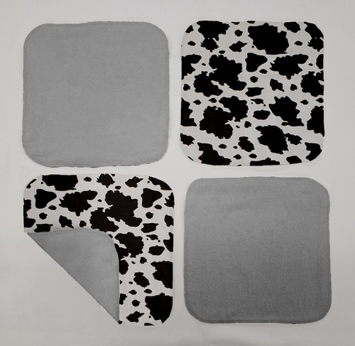 Paños de lavado con manchas de vaca en blanco y negro (juego de 4) - Imagen 3 de 3