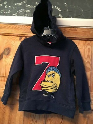 H&M Jungen süßer marineblauer Fleece-gefütterter Hoodie ''Me Monster'' Alter 2-4 Jahre