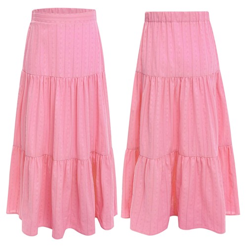 Girls Kids Boho High Waist Ruffled Skirts Swing Long Skirts Modern Dance Costume - Picture 27 of 61