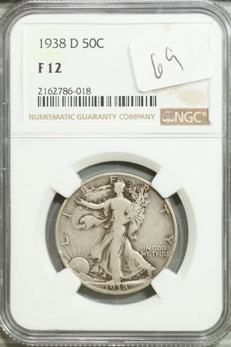 1938 D Walking Liberty Half 50c NGC F 12 Fine #6-018