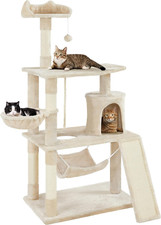 Extra Large 63.5In Cat Tree with Scratching Post, Hammock  Plush Perch