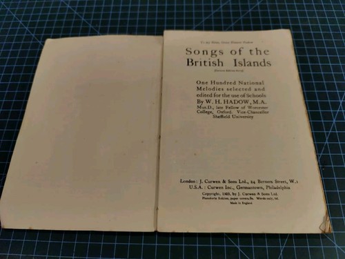 Songs Of The British Islands W H Hadow Curwen Edition Vintage Song Book Sheets - Picture 4 of 8
