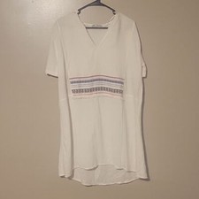 Zara Mini Fringe Dress White Womens Size Small