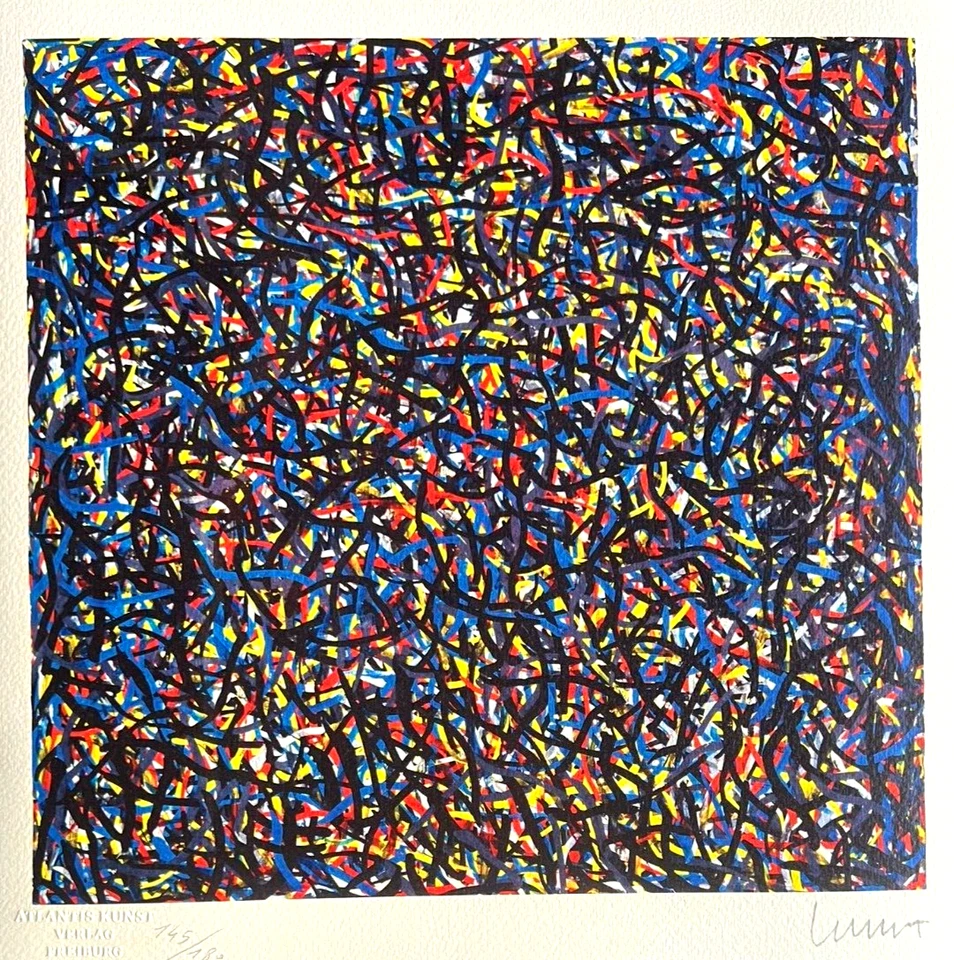 Selo numerado litografia original certificado de autenticidade assinado à mão Sol Lewitt - Imagem 3 de 4