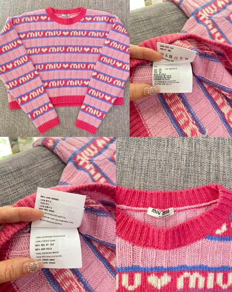 【関税&送料込】Miu Miu Embroidered Wool Blend Mini Sweater Miu Miu Floral Mohair-blend Cropped Sweater in Blue | Lyst