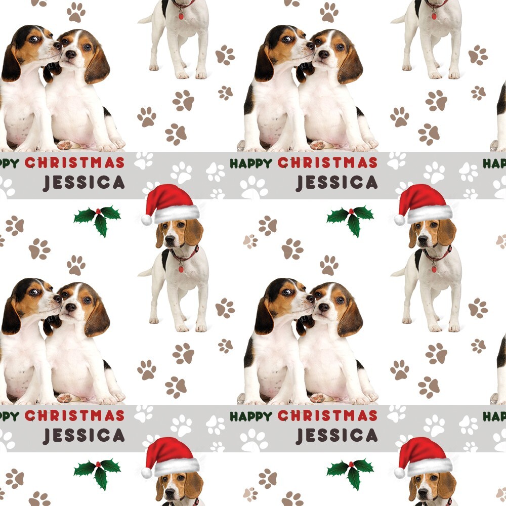 BEAGLE DOG CHRISTMAS WRAPPING PAPER GIFT WRAP MUM DAD XMAS STOCKING ...