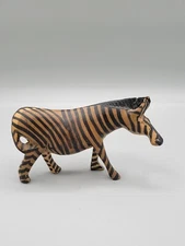 Hand Carved Wooden African Zebra Sculpture Figurine 3"