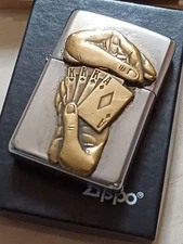 Zippo Silver Plate Trick Vintage 1996 Used