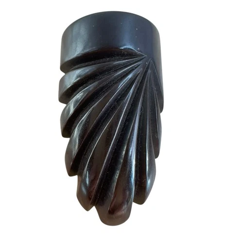 Vintage 1930s Black Carved Bakelite Dress Clip Fan Design Art Deco Jewelry