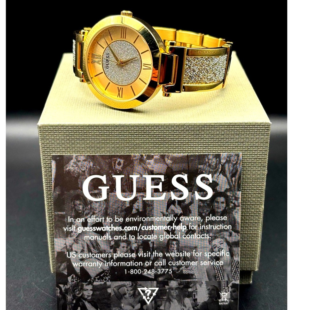 Guess Aurora Women\'s Gold-Tone Stainless Steel & Zwarovski Crystals Bangle Watch GUESS AURORA W1288L3 – GC Shop Egypt main image 2