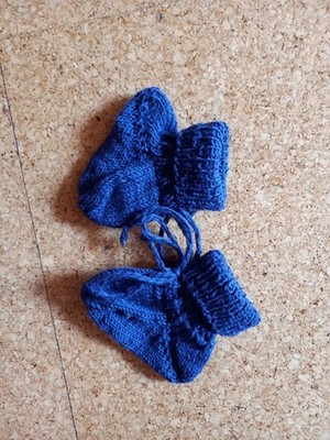 Socken handgestrickt mit Regia Cotton Baumwolle Größe 18/19 blau