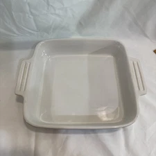 Le Creuset Stoneware Casserole 9x9 Square Brownie Pan White 18-11 PREOWNED