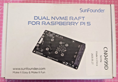 SunFounder Dual NVMe Raft für Raspberry Pi 5   PCIe Gen 2.0   2x M.2 Key-M  RAID