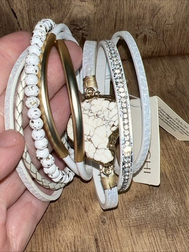 Neu mit Etikett Saachi Stil weißer Stein Leder Magnetarmband - Bild 7 von 8