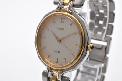 Vintage [N MINT] Seiko Lucent 5E21-6D40 Gold Dial Roman Qz 31mm Mens Watch JAPAN