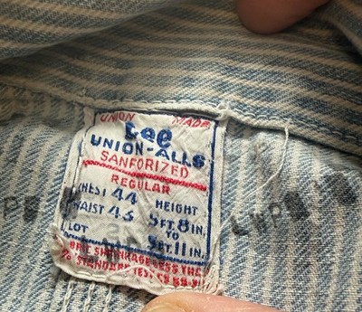 VTG 1940s-50s Lee Union Alls Union Made Hickory Stripe Coveralls