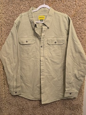 Brazos Shirt Mens 2XL Beige Workwear Long Sleeve Button Front Overshirt
