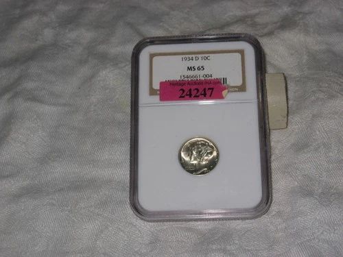 1934 D Mercury Dime NGC MS65