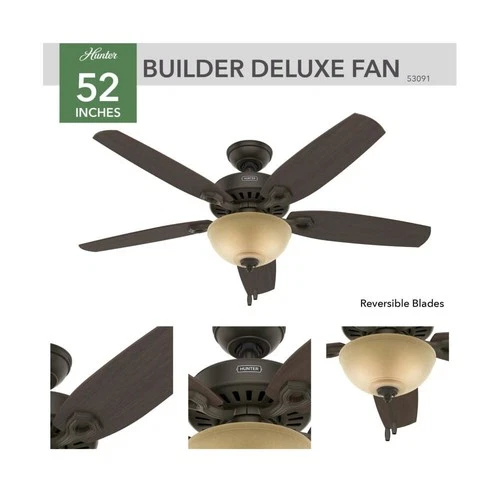 Hunter Fan Builder Deluxe Ceiling Fan 52In Bronze Brazilian Cherry - Picture 3 of 8
