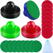 Air Hockey Accessories - Pushers, Pucks & Paddles (4 Pushers, 8 Red Pucks, 8 Gre