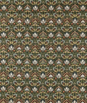 William Morris Gardinenstoff 'MEDA IRIS' 1,4 Meter WALD/RUSSET Leinenmischung