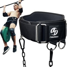 2-in-1 Weightlifting Belt  Dip Belt with 41 IN Steel Chain, Double-Layer Des...