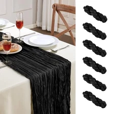 Halloween Cheesecloth Table Runner 10FT Long Boho Gauze Table 6 Pack Black