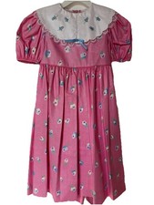 Vintage Ruth of Carolina Dress Girls 5 White Collar, Lace Trim Classic Retro