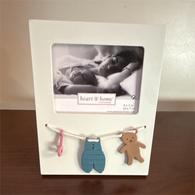 Sweet Heart & Home ''Laundry Line'' Baby Picture Frame w/Teddybear & Rattle