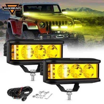 AUXBEAM 5 Inch 68W Amber Side Shooter Spot Beam LED Pod Lights Fog Light Bar