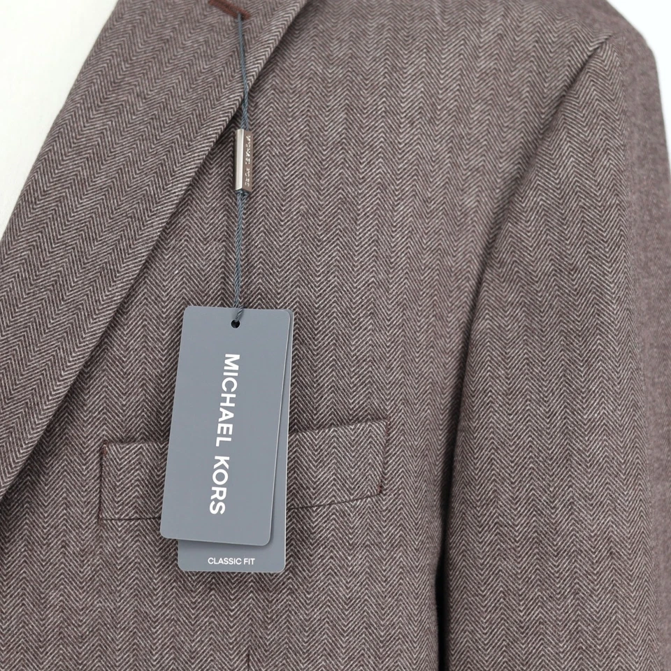 Casaco esportivo masculino clássico acinzentado espinha de peixe blazer casual Michael Kors tamanho 50L - Imagem 4 de 4