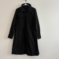 Banana Republic Trench Back Shirtdress Womens L Black Button Front Drawstring