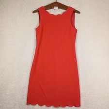 J.Crew Shift Dress Womens 2 Red Scalloped Hem Sleeveless Mini Cottage Core Boho