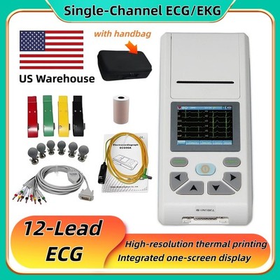 US Stock 12-lead  Touch Screen  ECG & EKG Machine with handbag PC Software