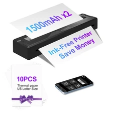 Portable Printers Wireless for Travel,300 DPI Thermal Bluetooth Inkless Mini ...