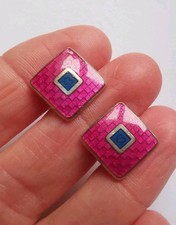 Vintage Sterling Silver Enamel Cufflinks In Box R99