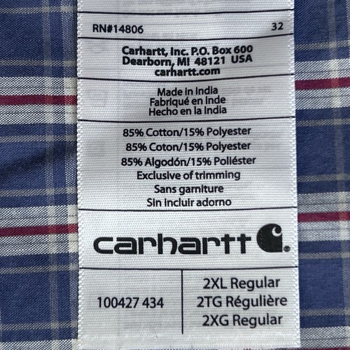 Camisa a Cuadros Carhartt Perla A Presión Para Hombre Calce Relajado Manga Larga Western XXL - Imagen 9 de 9
