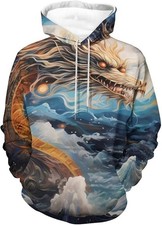 Sea Serpent Ocean Dragon Hoodie Gothic Fantasy Pullover Sweatshirt