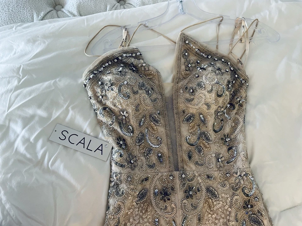 Scalia Embellished Prom Dress Size 4  Altered To To Fit A Size 2 - Image 3 of 4