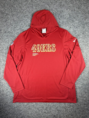 ナイキ フーディ 49ers フード付き ウェア 赤 ロゴ カジュアル L San Francisco 49ers Sideline Essential Women's Nike NFL Pullover ウォームアップウェア