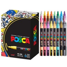 24 Posca Acrylic Paint Markers Set with Reversible Tips for Art  Fabric