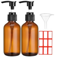 2 Pack Glass Bottles 4oz Empty Refillable Liquid Containers with 1 Label