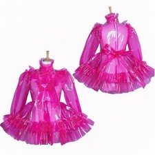 Sissy Lockable Pink PVC Unisex sexy Dress cosplay costumes