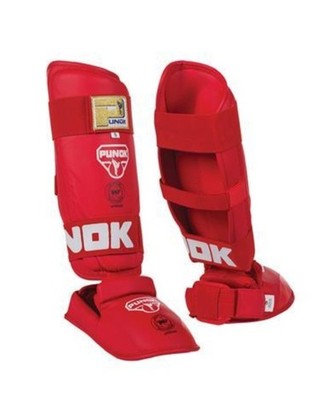 PUNOK WKF APPROVED SHIN INSTEP SHIN GUARDS RED SIZE MEDIUM 