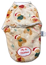 Hudson Baby Fleece Swaddle 0-6 Months My 1st Christmas Teddy Bear