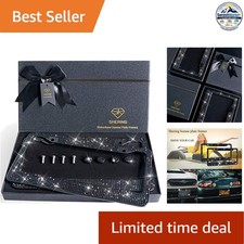 License Plate Frames 2 Pack Black Rhinestones Stainless Steel 12.25 x 6.25 in