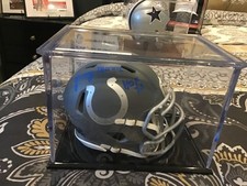 Autographed Lenny Moore Mini Football Helmet, Indianapolis Colts in a case